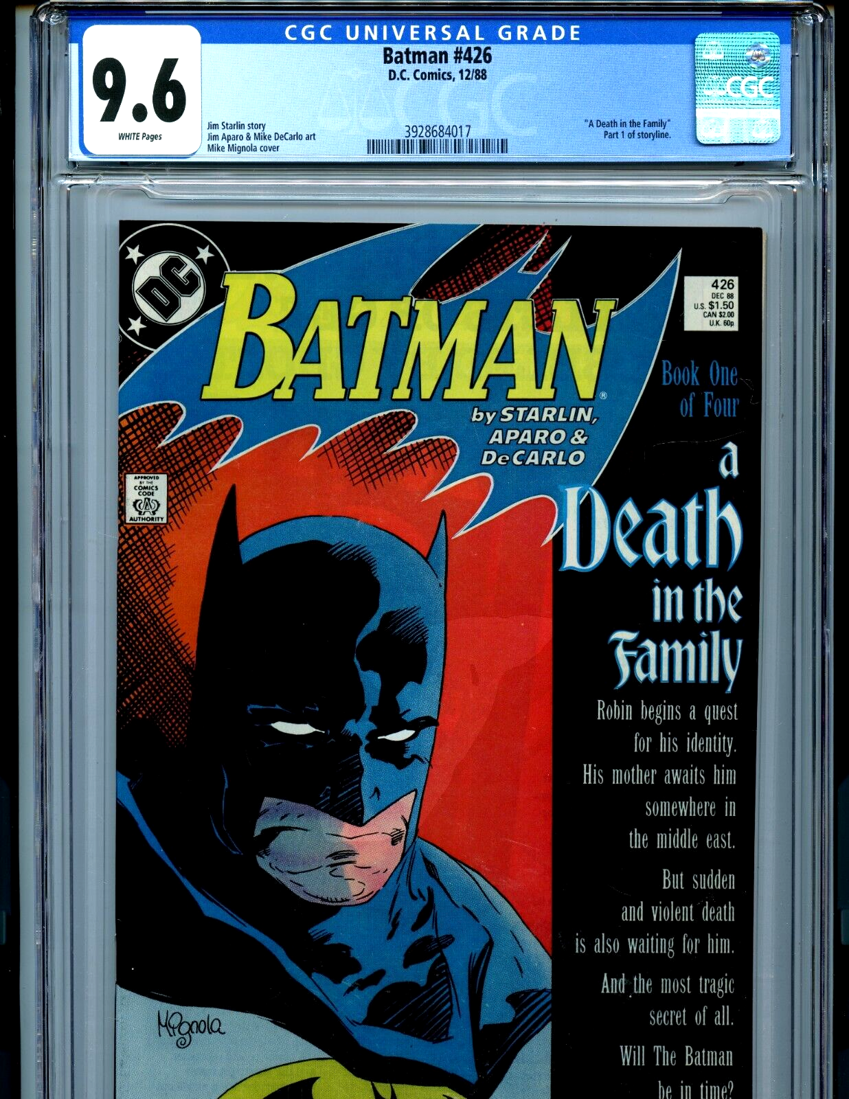 Batman #426 CGC 9.6 NM+ 1988 DC Death In the Family Amricons