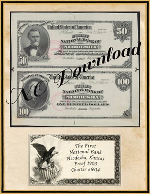 COPY 1903 Proof  $50- $100  The First National Bank Neodesha, Kansas Ch# 6914