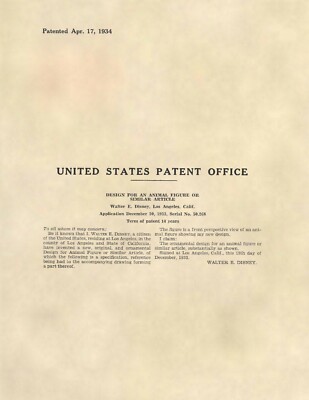 Walt Disney Big Bad Wolf US Patent Art Print - Vintage Disney Antique - 544