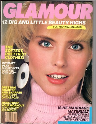 GLAMOUR MAGAZINE February 1987 Kim Alexis INTIMATE PLAY
