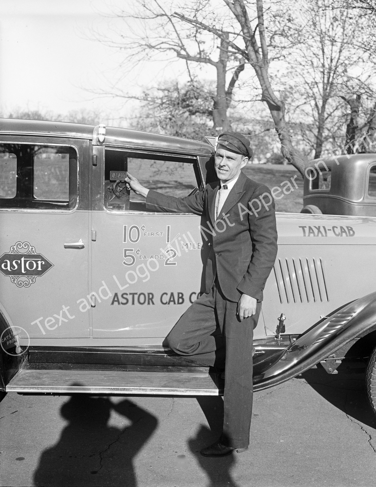 1933 Astor Cab, Washington, DC Vintage Old Photo 8.5" x 11" Reprint