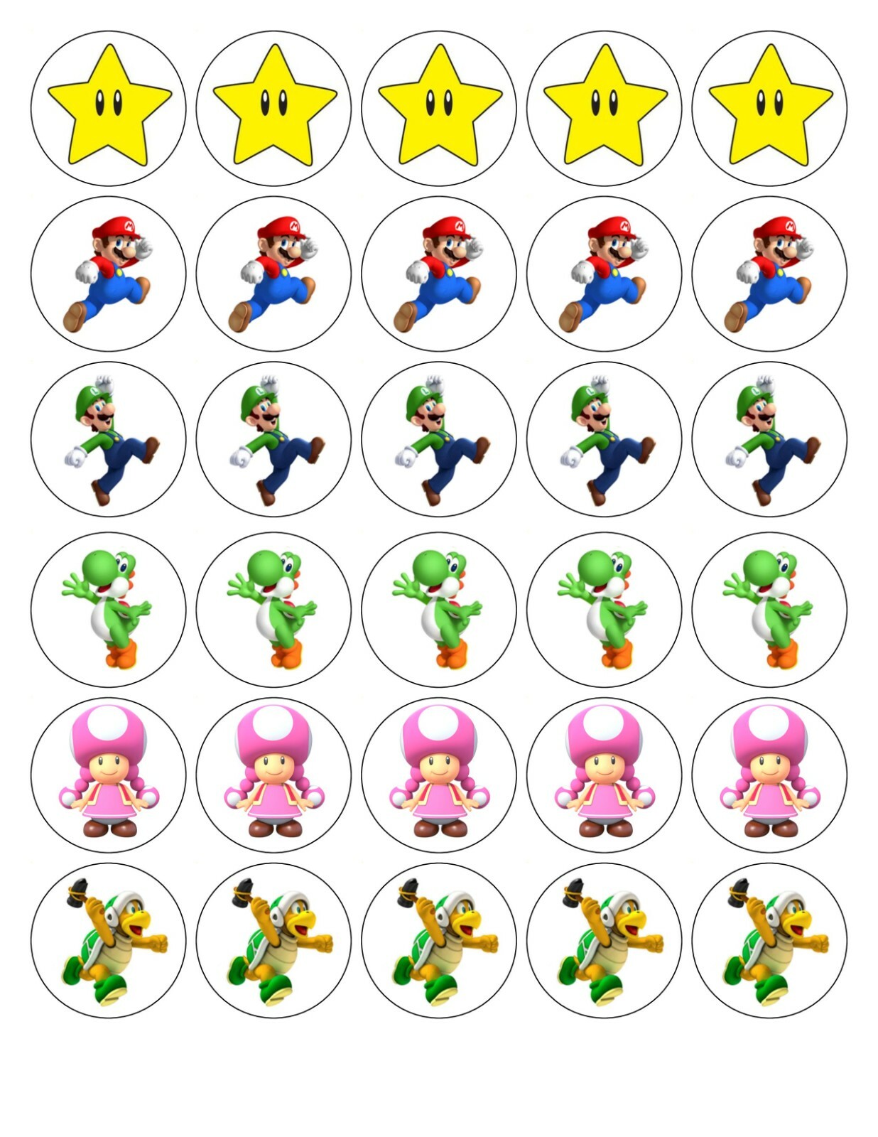 30 SUPER MARIO EDIBLE CUPCAKE | FAIRY CAKE TOPPERS DECORATIONS 3.8cm | eBay for Free Printable Super Mario Cake Topper