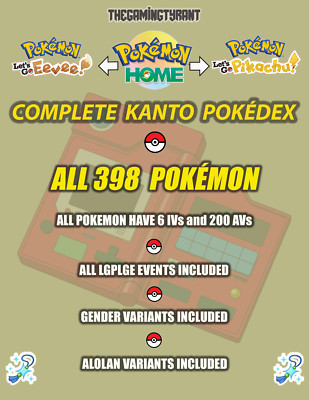 Pokemon Let's Go Pikachu Let's Go Eevee Kanto Pokedex Pokemon Home