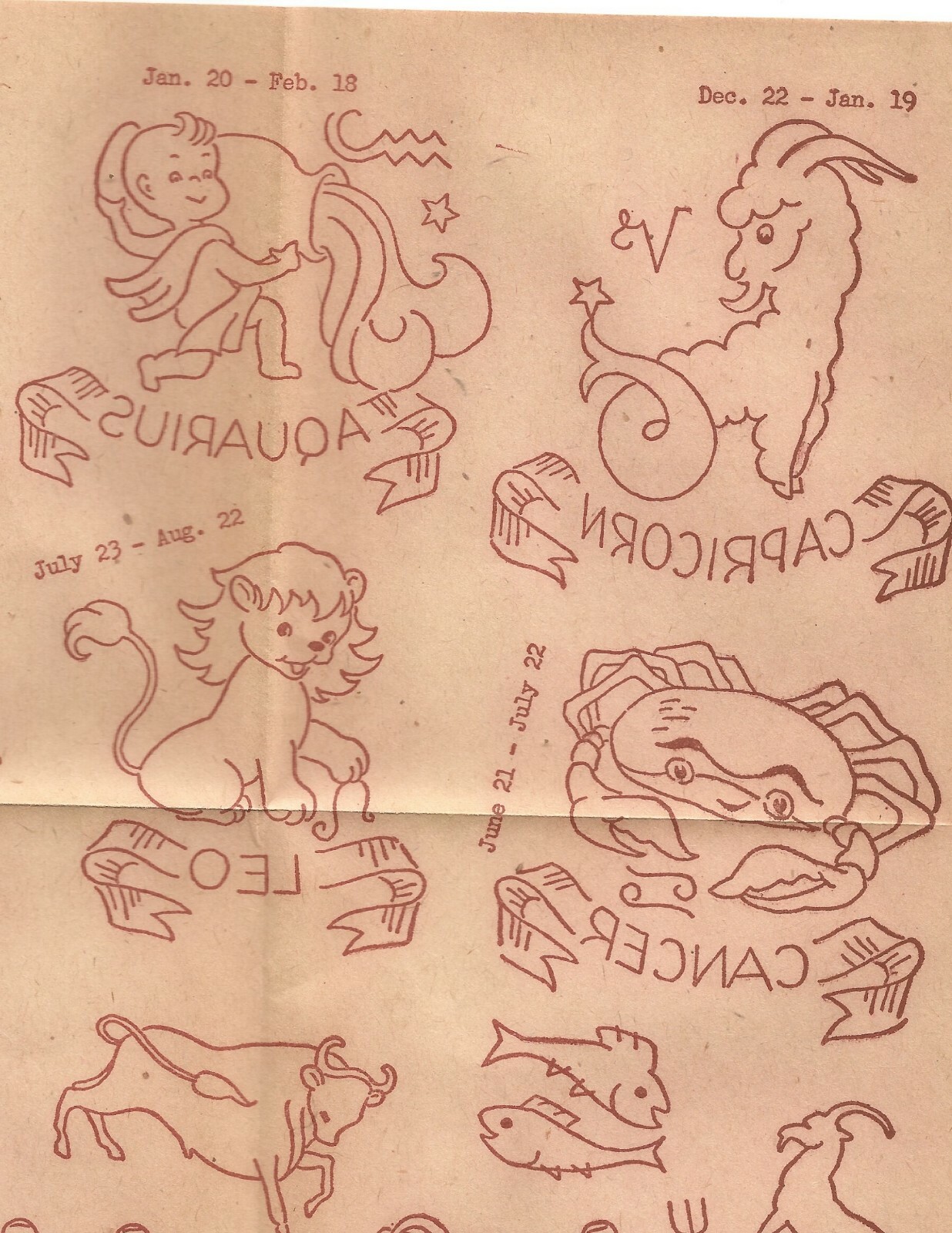 Zodiac Embroidery Transfer Patterns Emb Motif Vintage Mail Order