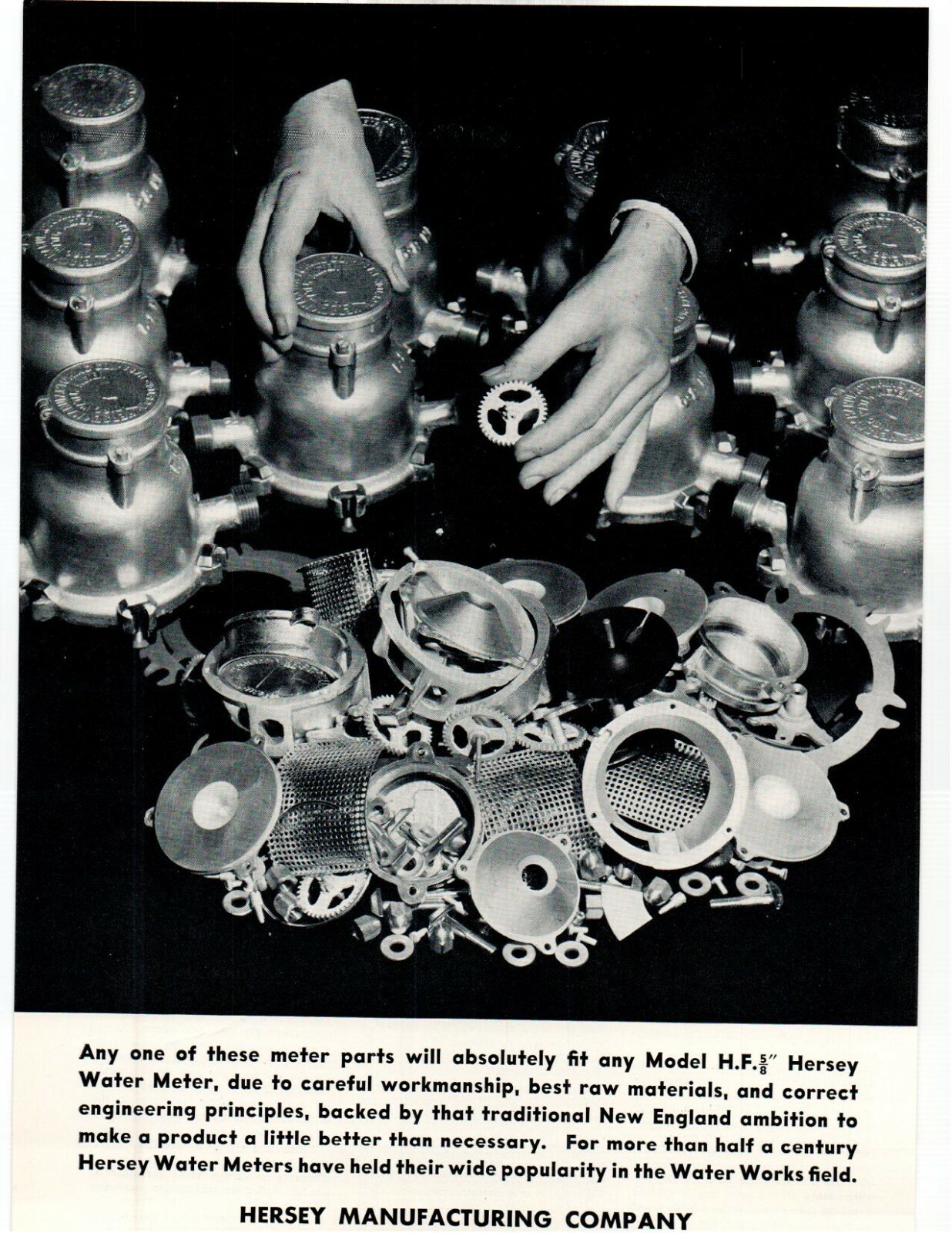 1940 HERSEY MANUFACTURING COMPANY WATER METERS AND PARTS SALES ART 