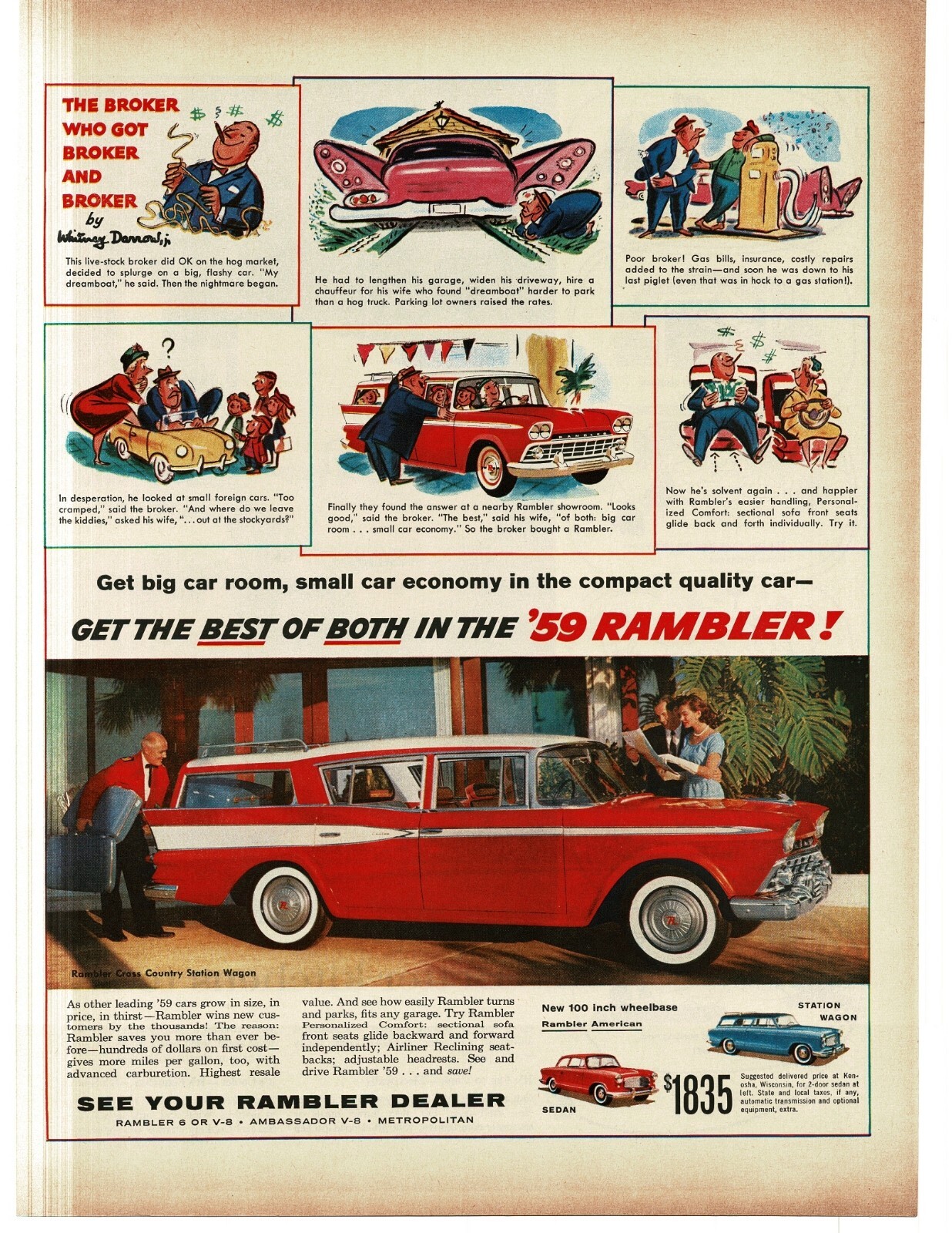 1959 Rambler Cross Country Red Station Wagon Vintage  Print Ad