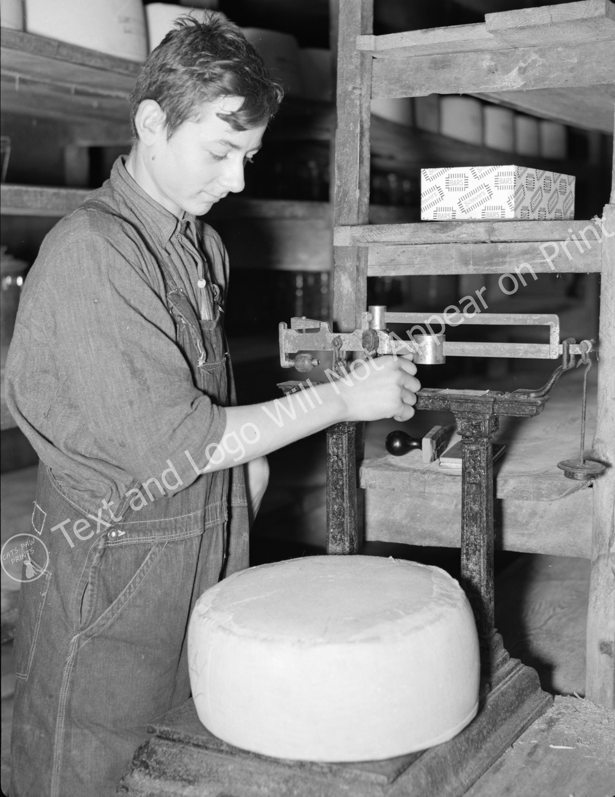 1937 Man Weighing Cheese, Oswego County, New York Old Photo 8.5" x 11" Reprint