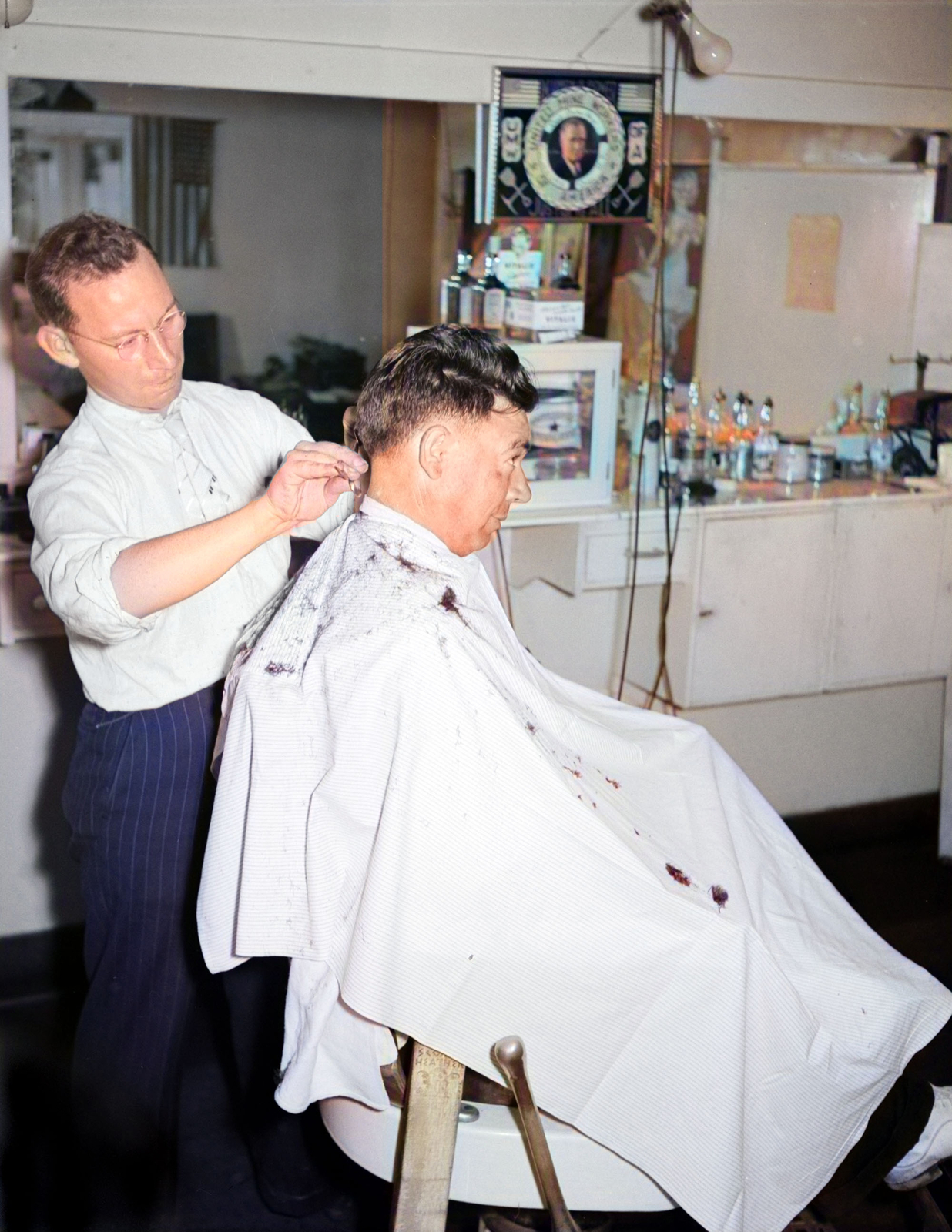 1938 Barber at Work, Osage, West Virginia Old Vintage Photo 8.5" x 11" Reprint