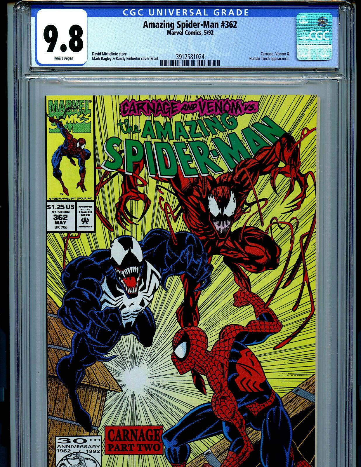 Amazing Spider-man #362 CGC 9.8 M /MT Marvel Comics 2nd