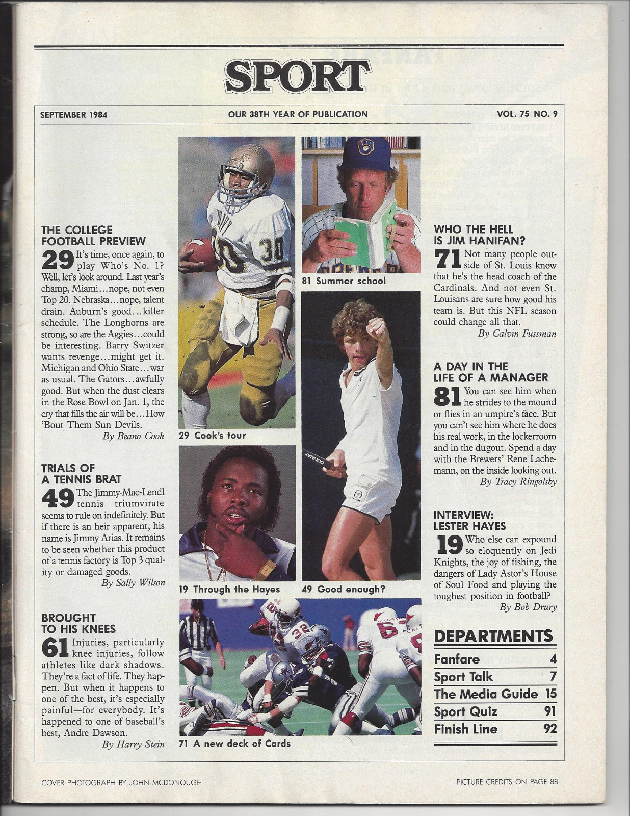 Sport Magazine September 1984 Arizona State's Darryl Clack Cover