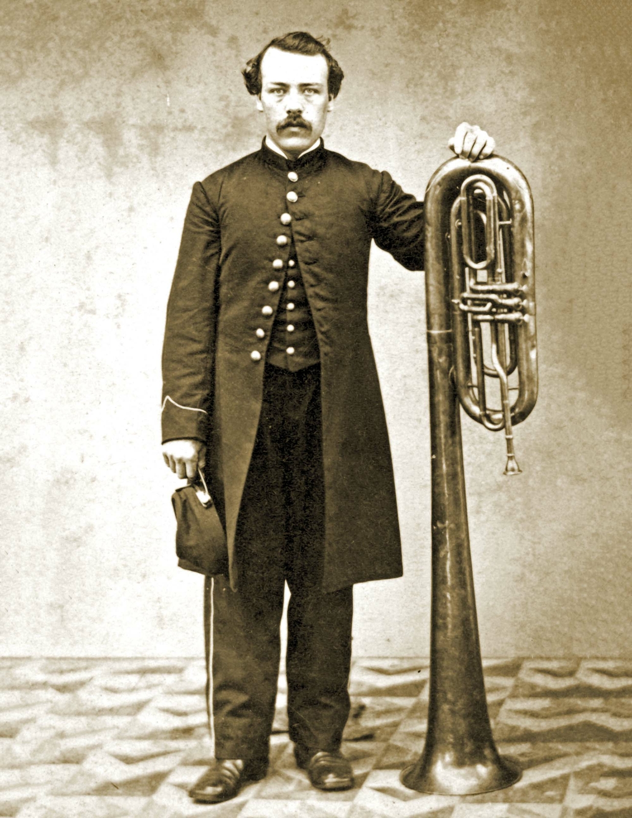 1861-1865 Union Soldier with a Saxhorn Vintage Old Photo 8.5" x 11" Reprint
