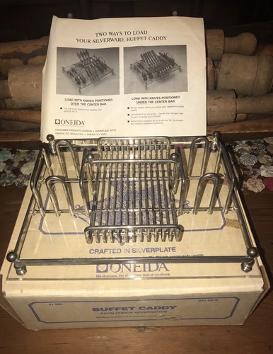 Mid Century Oneida Silverware Flatware Buffet Server Caddy Tray Art Deco Acrylic