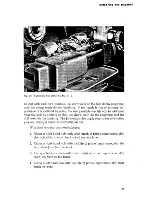Barber Colman 6-10, 6-16,-6-20,-16-16, 16-36, &16-56 Hobbing Operator Manual*10