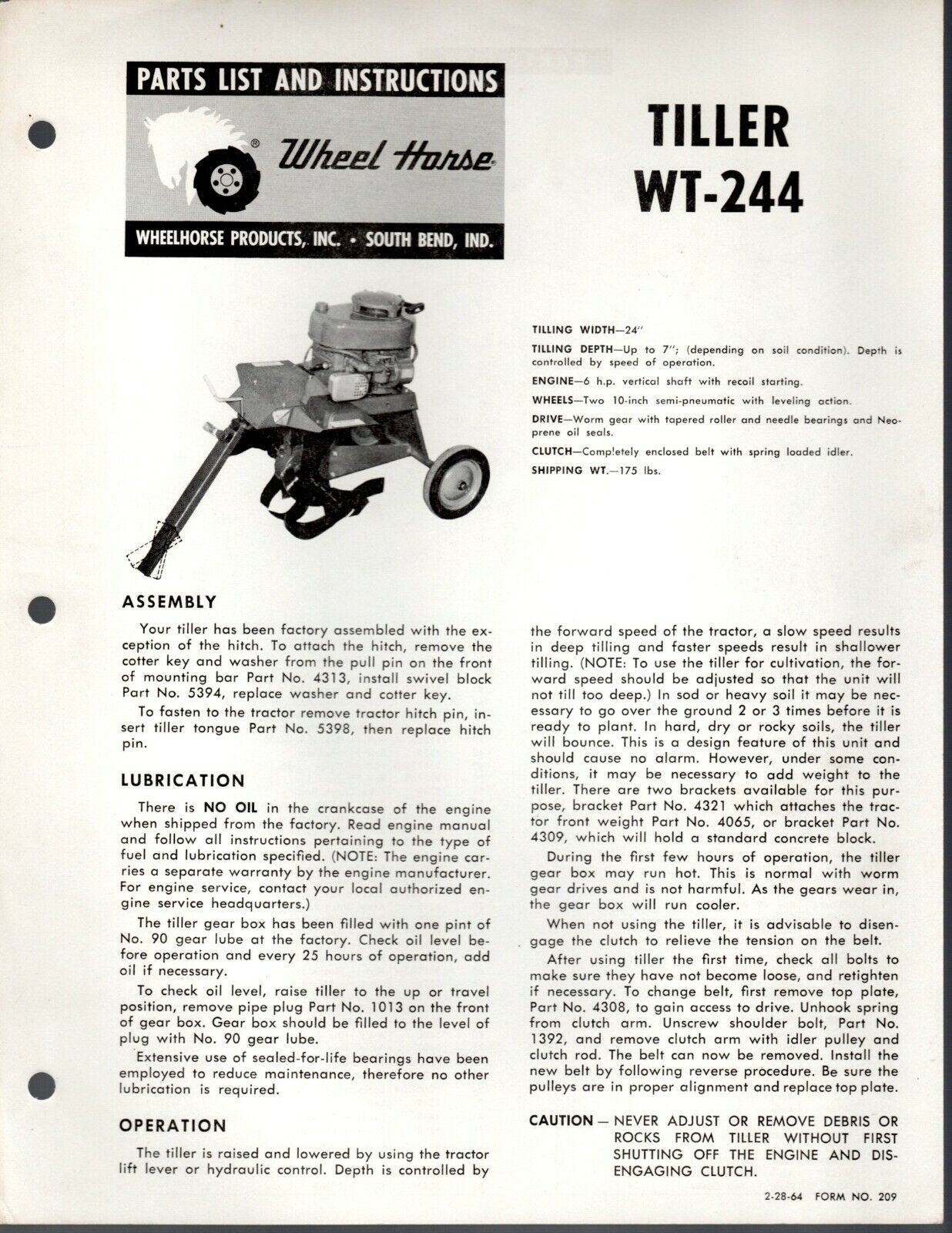 Wheel horse tiller parts shop