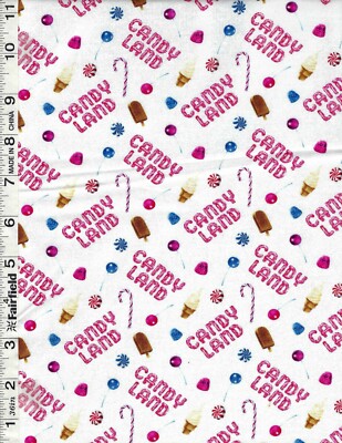 White Candy Land Treats Hasbro Gaming by Camelot Fabrics bty