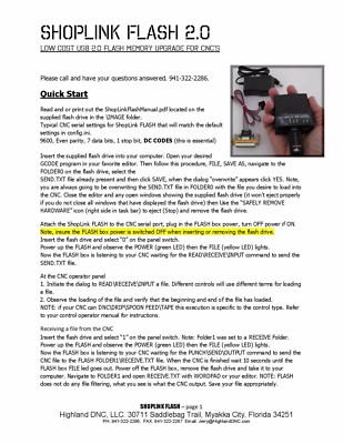 FADAL USB FLASH memory upgrade for FADAL CNC, Read-Punch DNC Drip feed via RS232