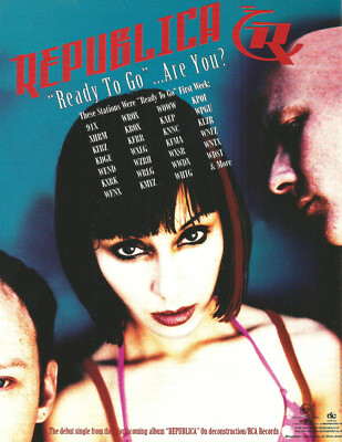 REPUBLICA Rare 1996 Ready to go PROMO TRADE AD Poster for Self title CD MINT USA