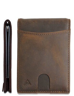 Genuine Leather Wallet For Men, Bifold Mens Wallet Slim Minimalist RFID Blocking