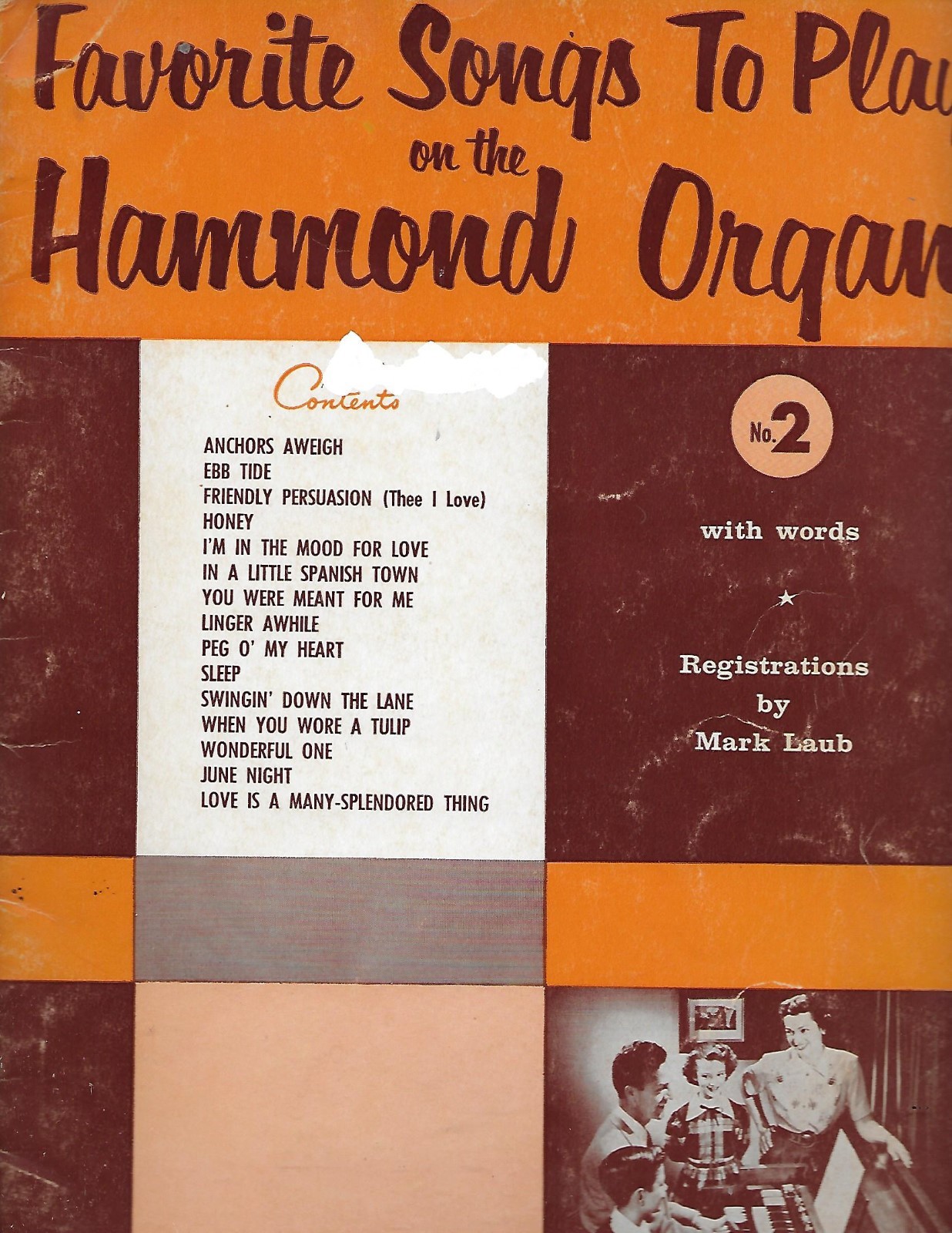 5 SONG & INSTRUMENTAL SOFT BACK BOOKS FOR ORGAN - HAMMOND SPINET - EXCELLENT