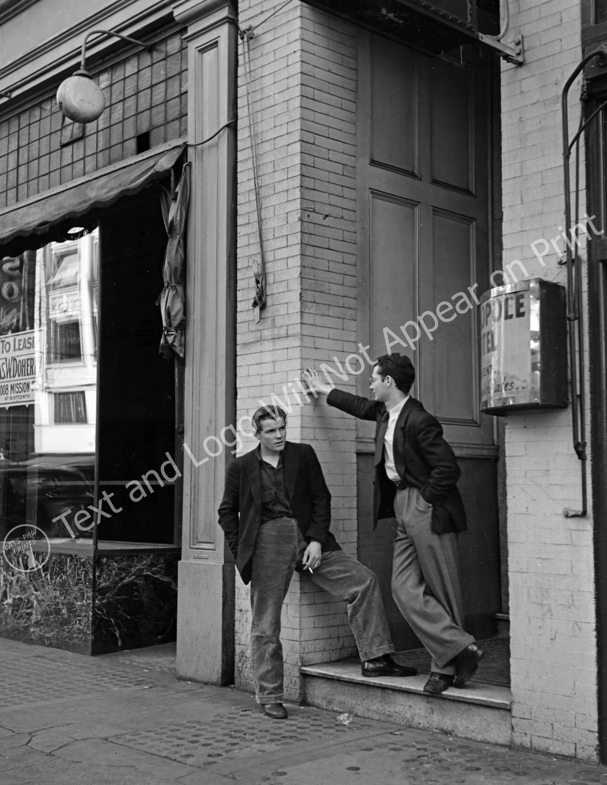 1940 Young Men Hanging Around, San Francisco, California Old Photo Reprint