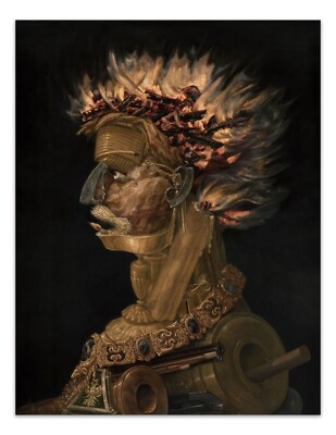 Giuseppe Arcimboldo FIRE 1566 (Borderless)Vintage Painting, Premium Art Print