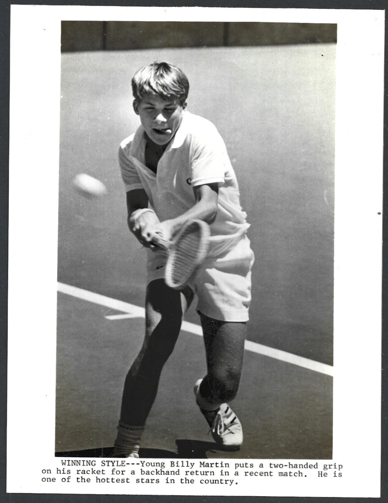 (BL 1960s press photo Billy Martin Tennis "Junior Player of the Century 6.5"x8.5