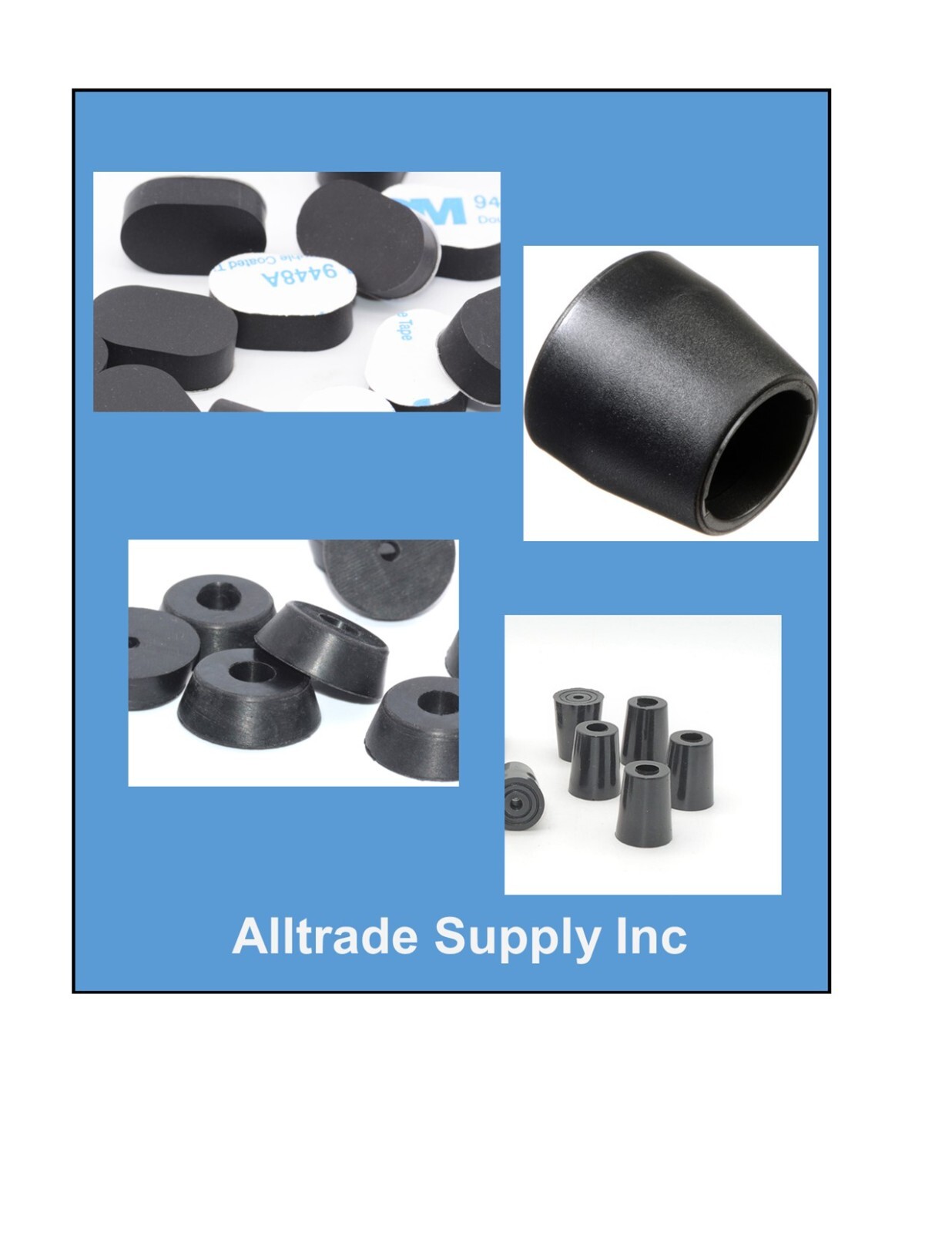 1” Diameter x 3/4” Height Rubber Feet   1" Rubber Bumpers  Various Package Sizes