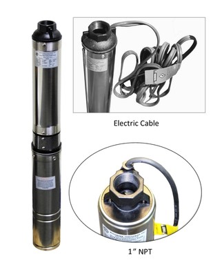 Submersible Pump 3" Deep Well, 3/4 HP/115V, 13 GPM/270' MAX, Hallmark Industries