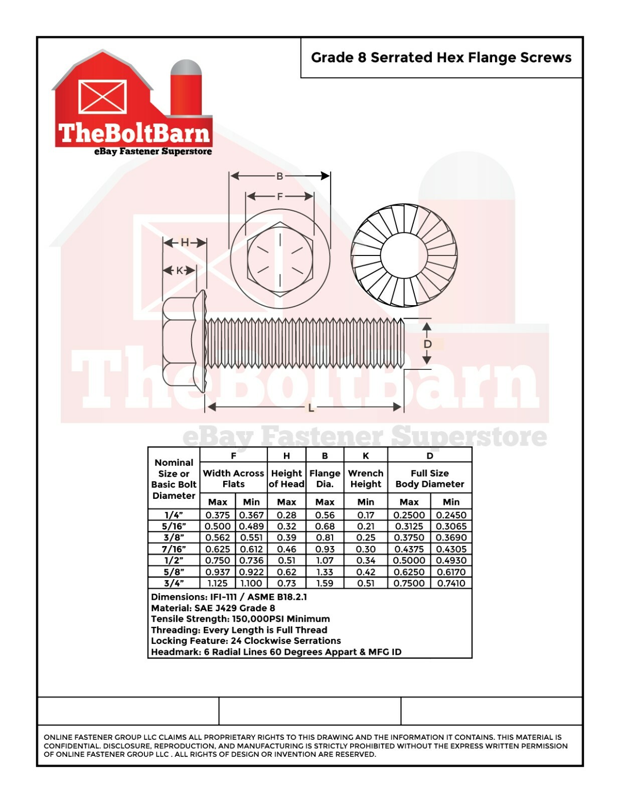 1/4"-20 Grade 8 Serrated Hex Flange Screws Frame Bolts Zinc (Pick Length & Qty)