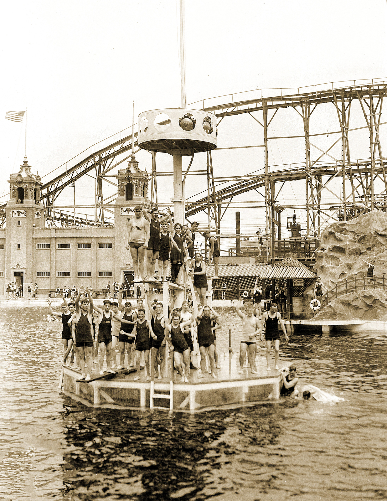 Boys Swimming at Starlight Park Old Photo 8.5" x 11" Reprint