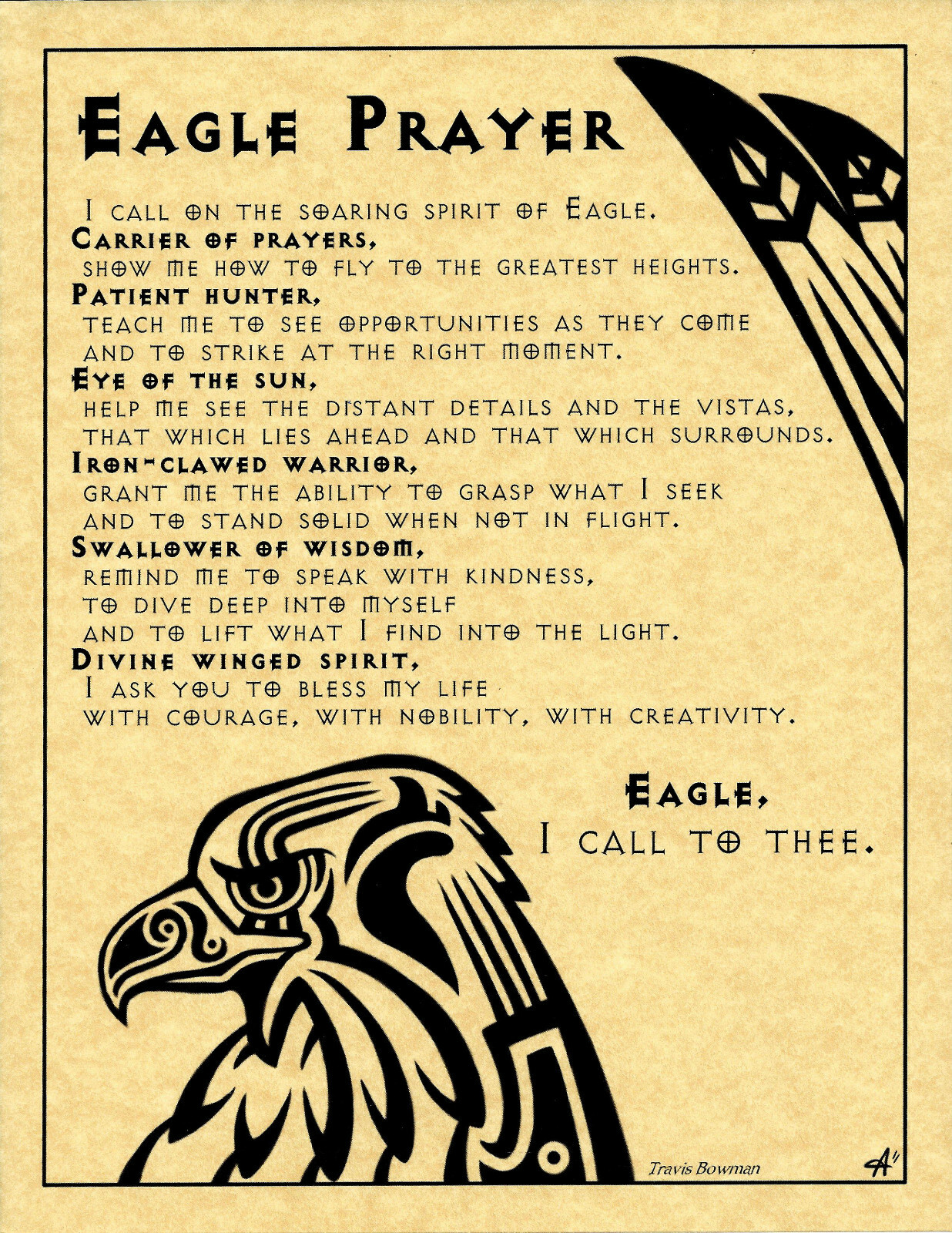 EAGLE PRAYER Shaman Animal Spirit Poster Art 8 1/2 X 11 NATIVE AMER