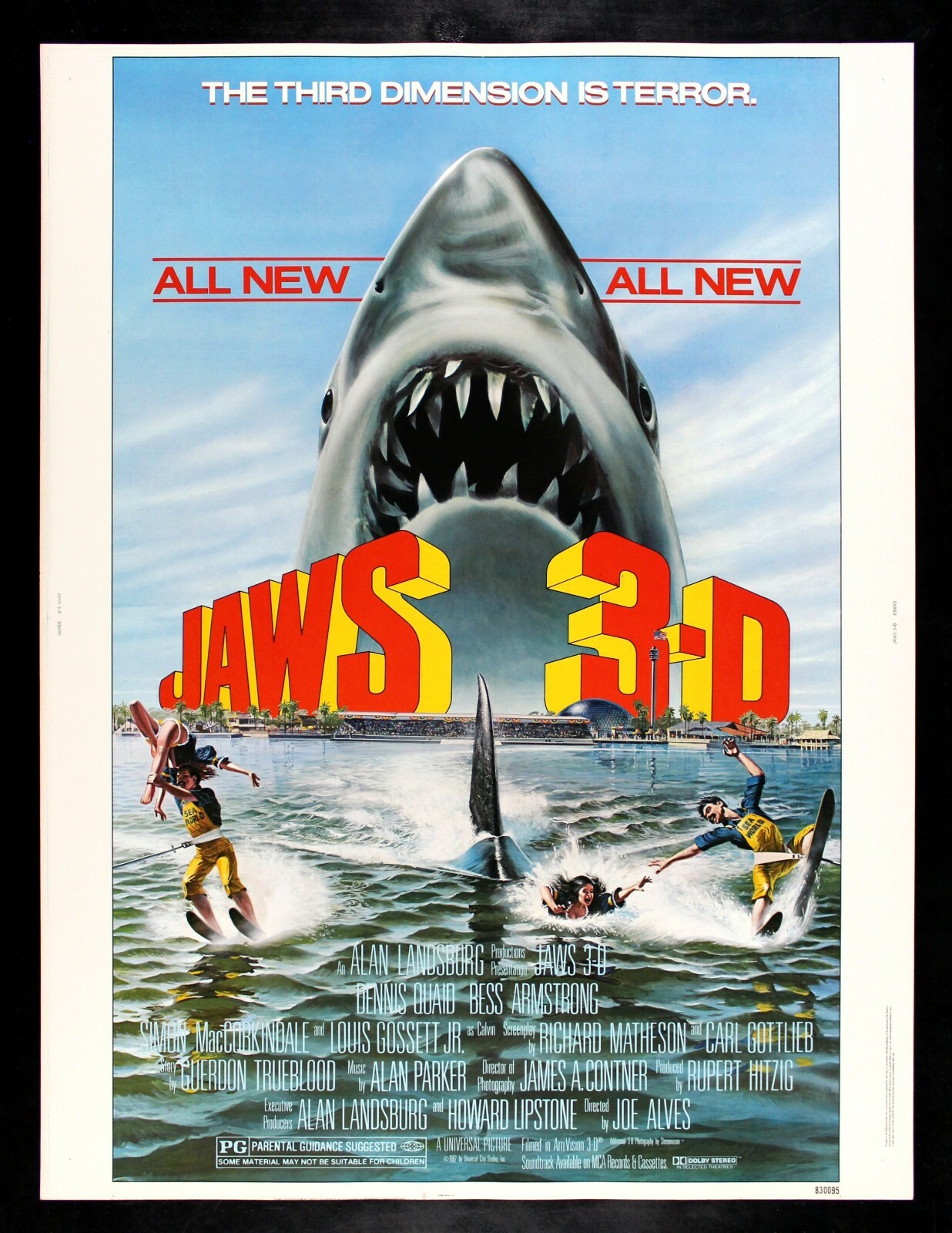 JAWS 3D 3-D 3 D ✯ CineMasterpieces ORIGINAL MOVIE POSTER