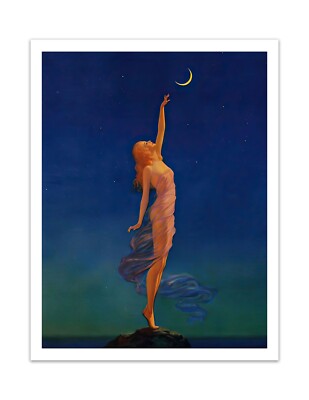 Edward Eggleston ''REACHING FOR THE MOON'' Vintage 1930s Art Poster Reprint 22x17''