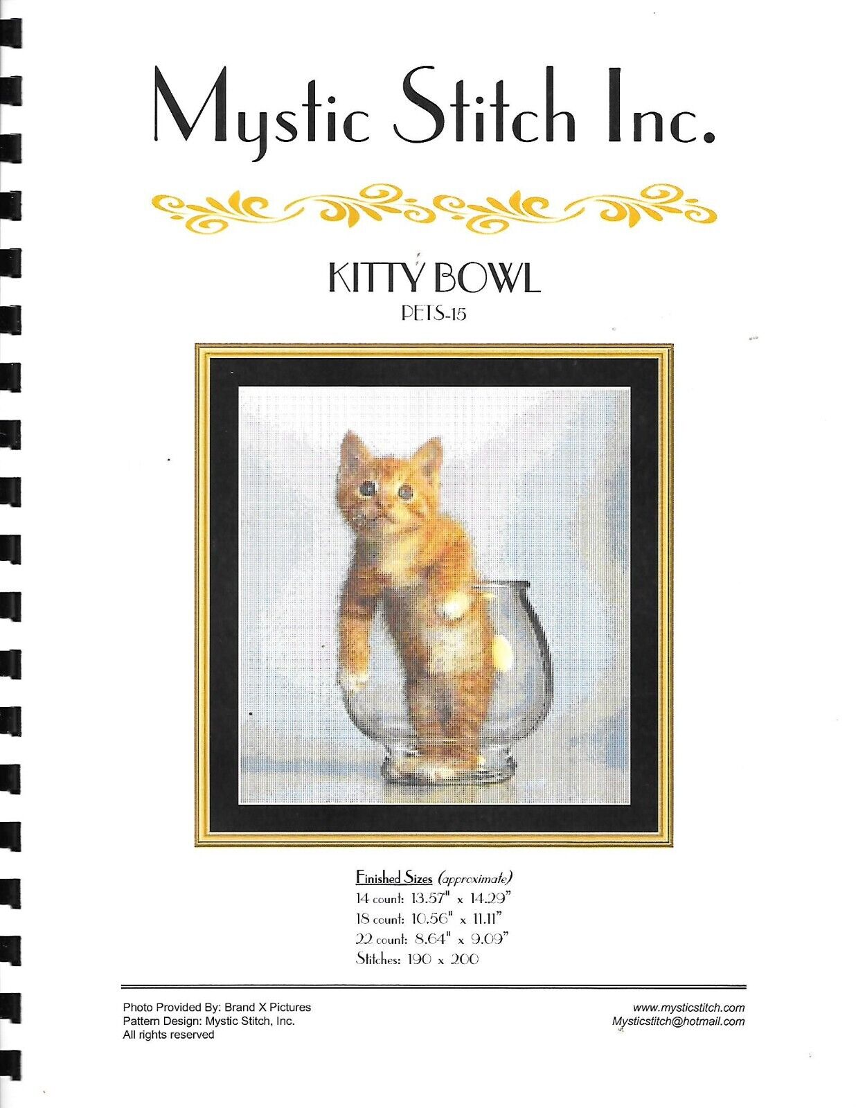 Mystic Stitch #PETS-15 'Litty Bowl' - Cross Stitch Pattern - NIP