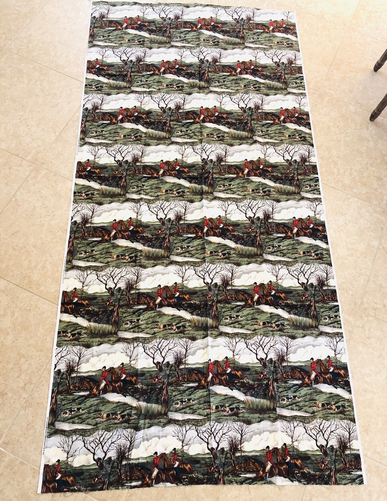 Vintage Alexander Henry Horse Equestrian English Fox Hunt Fabric 2.5 Yards