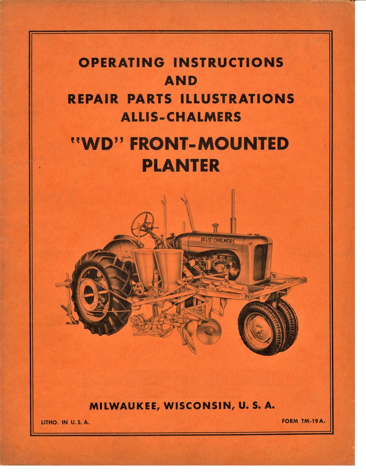 Allis Chalmers WD Front Mounted 2 Row Planter Owner's