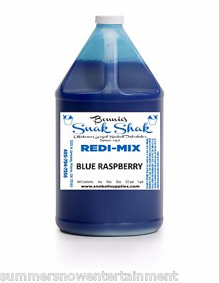 Snow Cone Syrup BLUE RASPBERRY Flavor. 1 GALLON JUG Buy Direct Licensed MFG