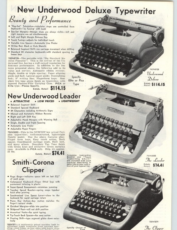 1940 Underwood DeLuxe Leader on the Typewriter Database