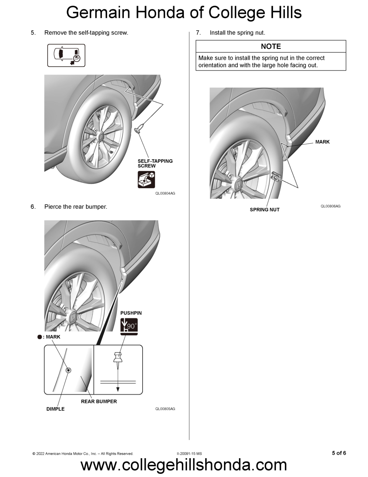 2023-2025 Genuine Honda CR-V Splash Guards - Mud Guards OEM! NEW! 08P00-3A0-100