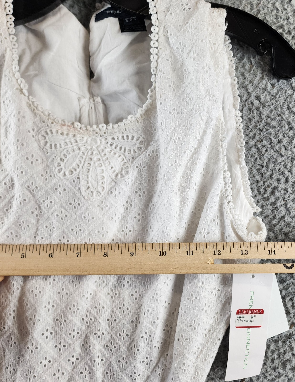 French Connection Esse Eyelet Cutout Sleeveless A-Line Dress Women 8 Linen White - Picture 9 of 14