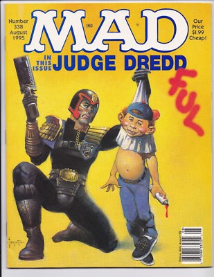 1995 August MAD Magazine #338 Judge Dredd, MTV, Grace Under Fire