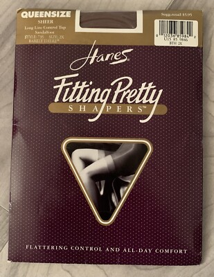 Hanes Fitting Pretty Shapers Queen Size 2x Control Top Pantyhose Barely There