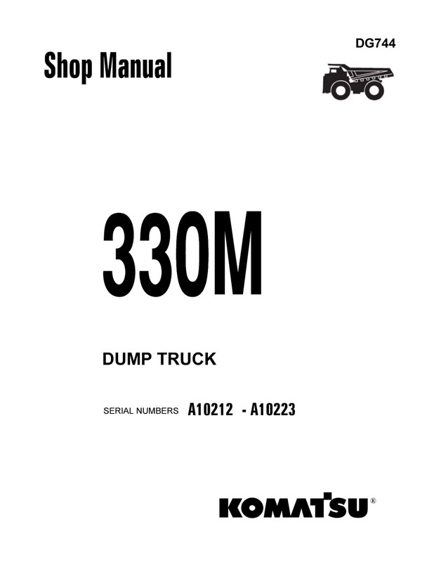 Komatsu 330m A10212-A10223 - Workshop Manuel - Reparaturhandbuch Sur Papier