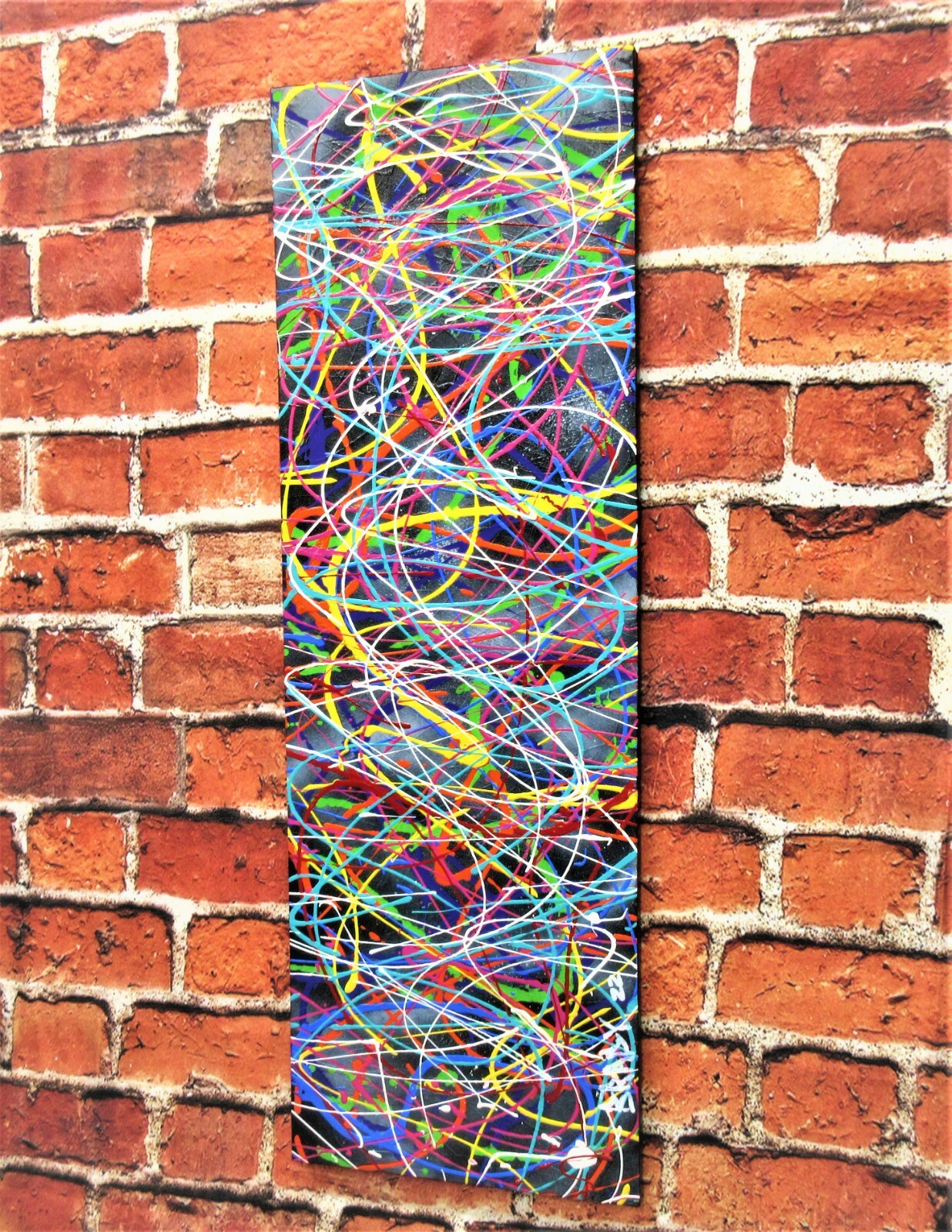 36" x 12" ORIGINAL SIGNED DRIP ART PAINTING STRETCHED CANVAS & READY TO HANG!