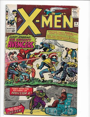 X-Men 9 1965 Marvel Comics Qualified VG 4.0 Avengers vs X-Men