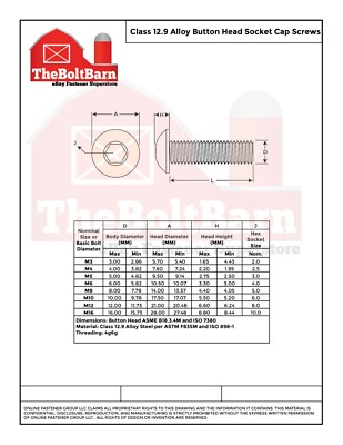 1/4"-20 Alloy Button Socket Head Cap Screws Bolts Black Oxide (Pick Size & Qty)