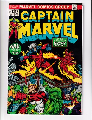 CAPTAIN MARVEL 27 FN MARVEL COMICS BOOK 3RD APP. THANOS STARLIN AVENGERS (1973)