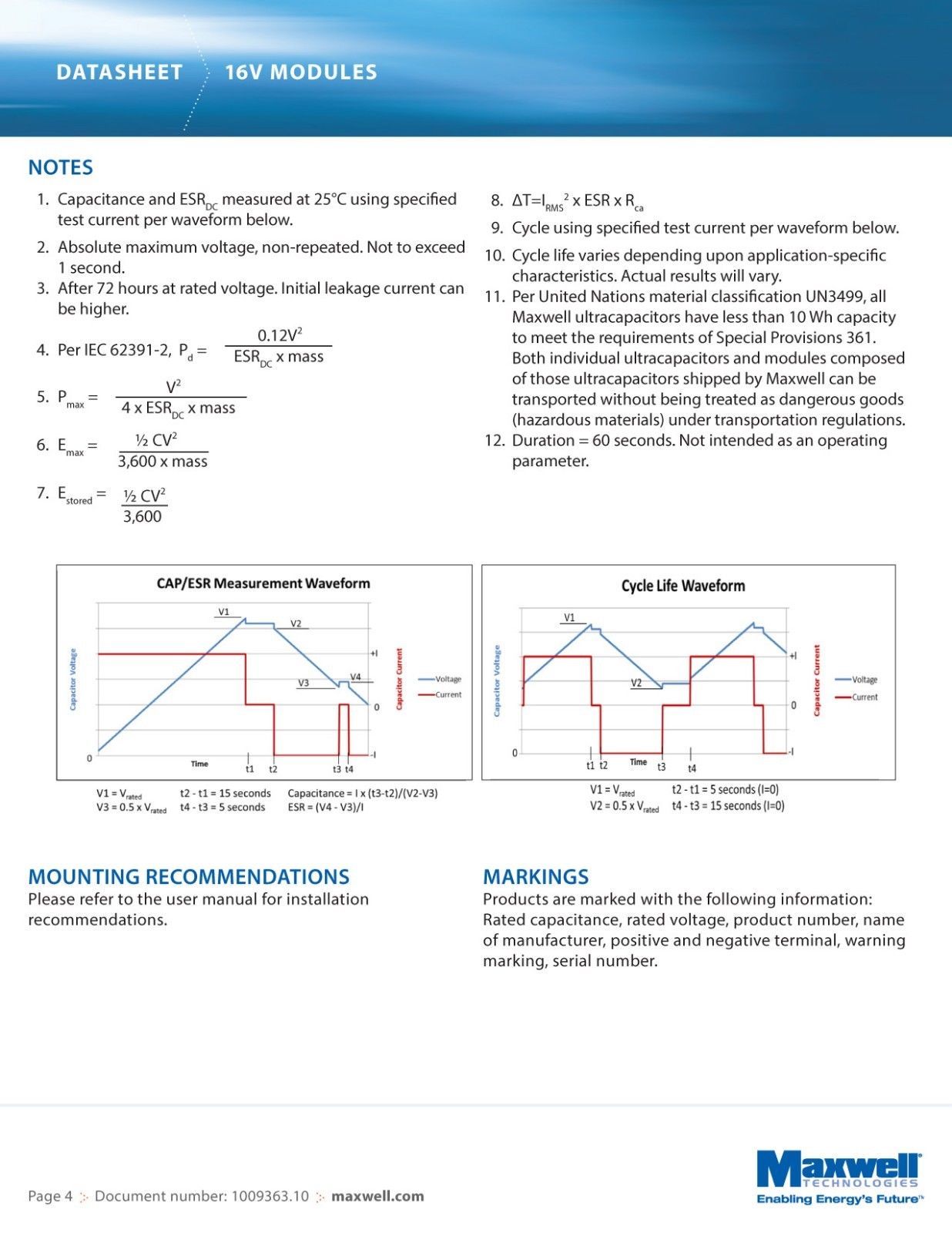 MAXWELL BMOD0500 P016 B02 Maxwell Technologies 500F Supercapacitor 16V Electric
