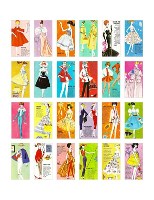 Set of 24 Vintage Retro Mid-Century Barbie #2 Quilt Cotton FABRIC Panels