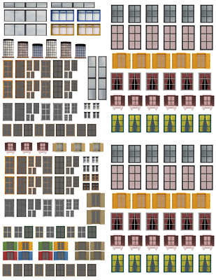 HO Scale Windows & Doors Model Train Scenery Sheets  5  8.5x11